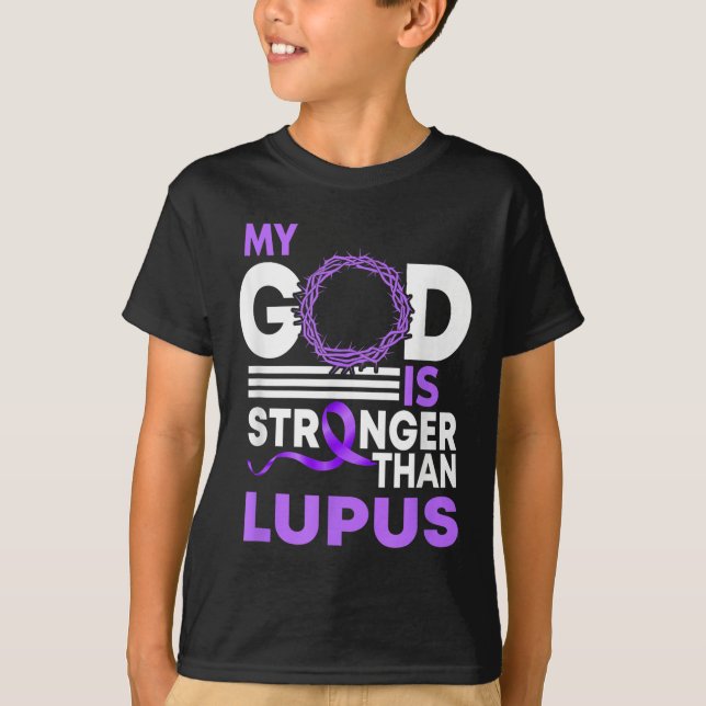 Mein Gott ist stärker als das Lupus Awareness Ribb T-Shirt (Vorderseite)