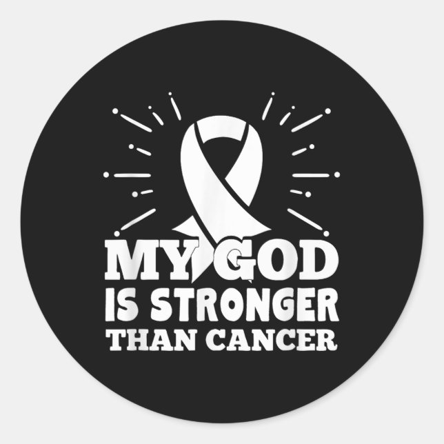 Mein Gott ist stärker als der Glaube an Lungenkreb Runder Aufkleber (Vorderseite)