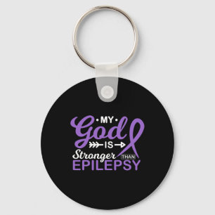 Mein Gott ist stärker als Epilepsie-Bewusstseinskr Schlüsselanhänger
