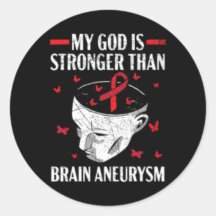 Mein Gott ist stärker als Gehirnaneurysma Aneurysm Runder Aufkleber