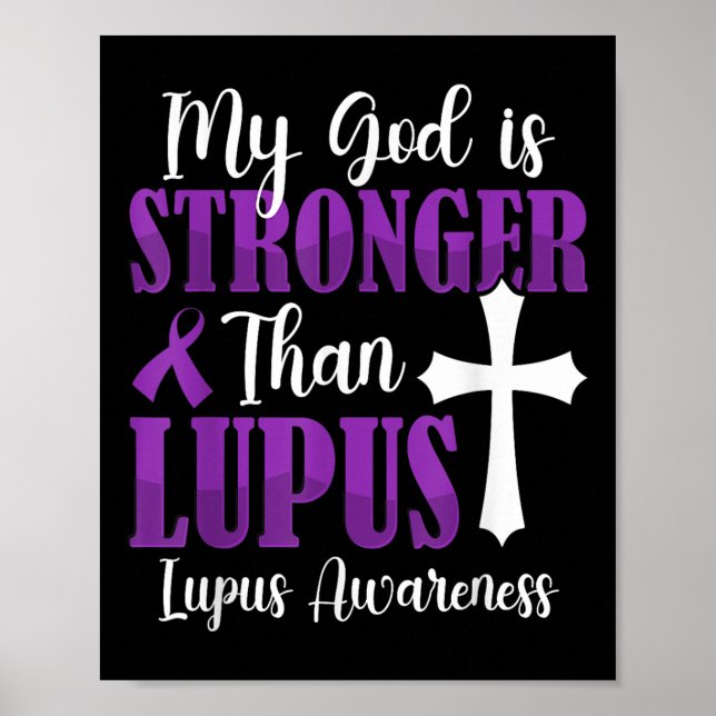 Mein Gott ist stärker als Lupus Lila Ribbon Lupus Poster (Vorne)