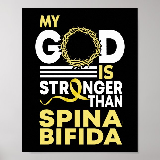 Mein Gott ist stärker als Spina Bifida Bewusstsein Poster (Vorne)