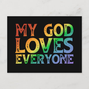 Mein Gott Liebe Jeder (Regenbogen, rau) Postkarte
