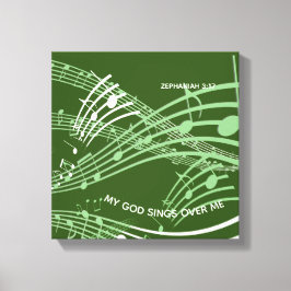 Mein Gott singt über mich Zephaniah 3:17 Grüne Mus Leinwanddruck