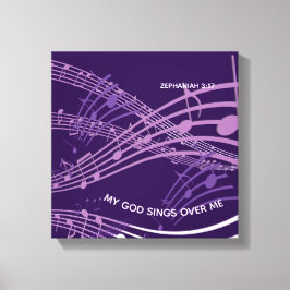 Mein Gott singt über mich Zephaniah 3:17 Lila Musi Leinwanddruck