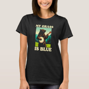 Mein Gras ist blau Banjo Bär Retro-Natur-Grafik T-Shirt