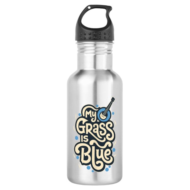 Mein Gras ist Blue Bluegrass Folk Music Edelstahlflasche (Vorderseite)
