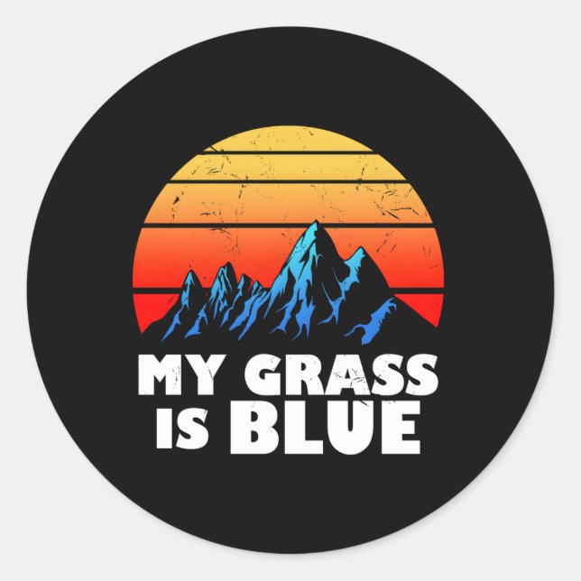 Mein Grass ist Blue Bluegrass Music Runder Aufkleber (Vorderseite)