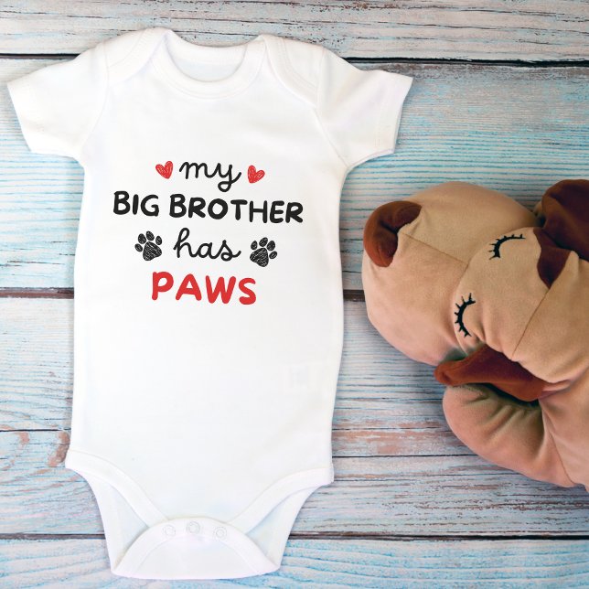 Mein großer Bruder hat Pfoten Niedlichen Begleiter Baby Strampler (My Big Brother Has Paws Cute Pet Lovers Baby Bodysuit)