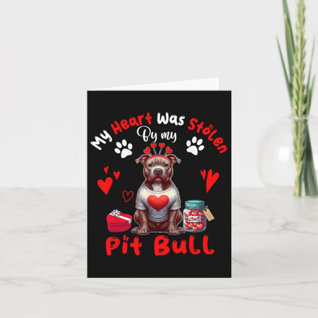 Mein Grubenbull Valentine Dog Owne hat das Herz ge Karte (Vorderseite)