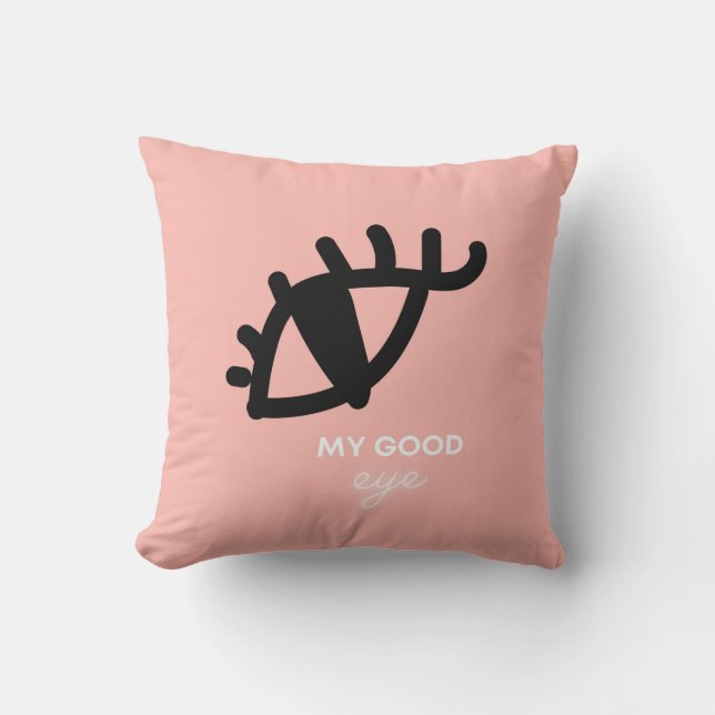 Mein gutes Auge rosa/schwarzes Kissen (Vorderseite)
