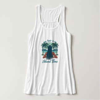 "Mein Haar ist auf Inselzeit" Schwarze Haar-Flecht Tank Top