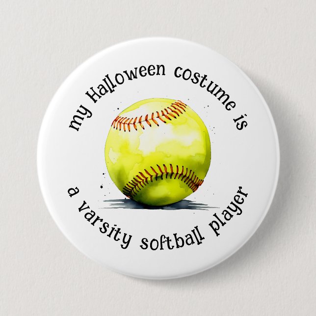 Mein Halloween-Kostüm ist ein Softball-Spieler, lu Button (Vorderseite)