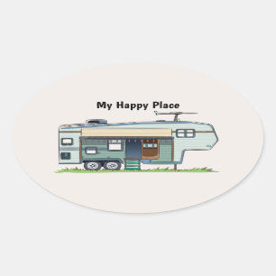 Mein Happy Place 5th Wheel Trailer Ovaler Aufkleber