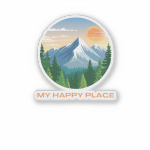 Mein Happy Place Mountain Sweatshirt Aufkleber