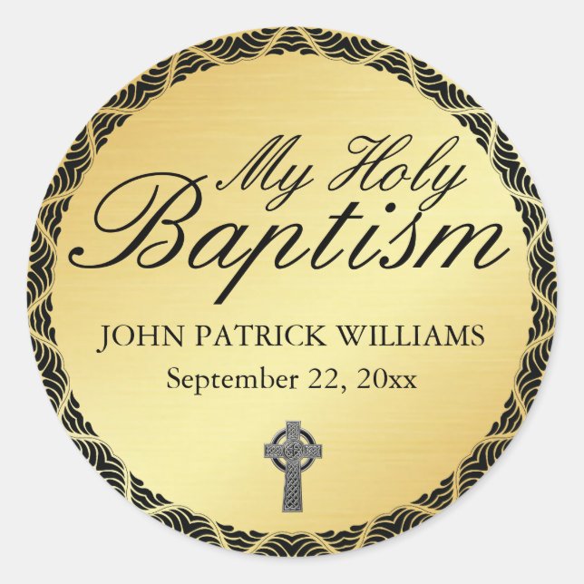 Mein Heiliger Taufen Gold Umschlag Aufkleber mit C (Vorderseite)