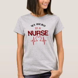Mein Held ist ein Karierter Nurse-Herz-Kardiogramm T-Shirt