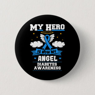 Mein Held ist jetzt mein Engel Diabetes Blue Diabe Button