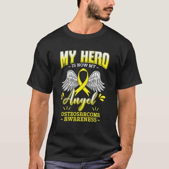 Mein Held ist jetzt mein Engel Osteosarcoma Bewuss T-Shirt (Vorderseite)