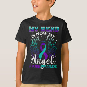 Mein Held ist jetzt mein Engel Selbstmord Lila Tür T-Shirt