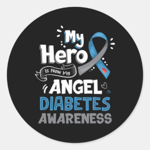 Mein Held ist jetzt mein Engel T1D Diabetes Bewuss Runder Aufkleber