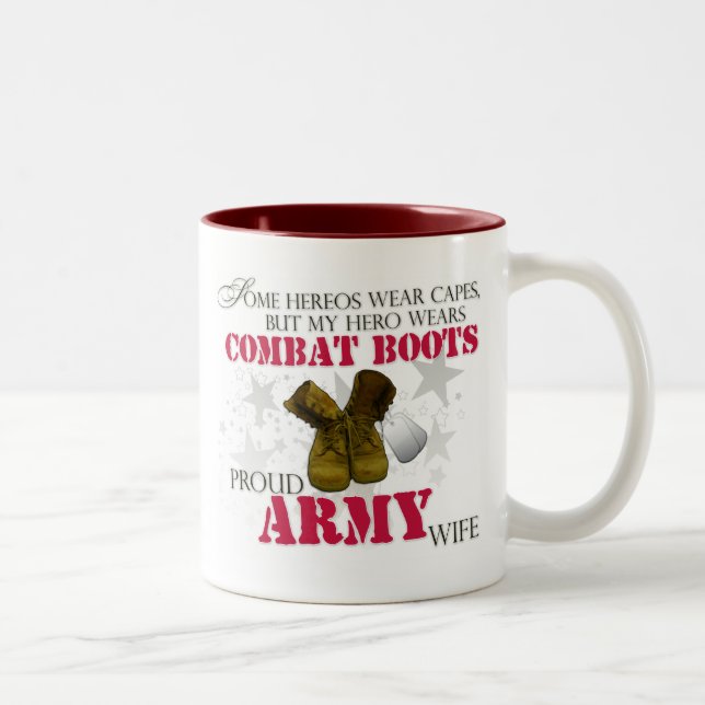 Mein Held trägt Kampf-Stiefel - Armee-Ehefrau Zweifarbige Tasse (Rechts)