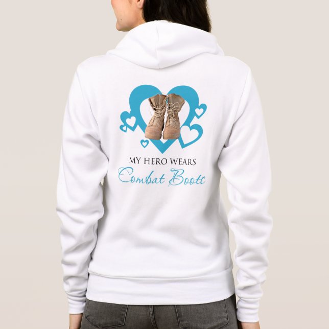 Mein Held trägt Kampf-Stiefel Hoodie (Rückseite)