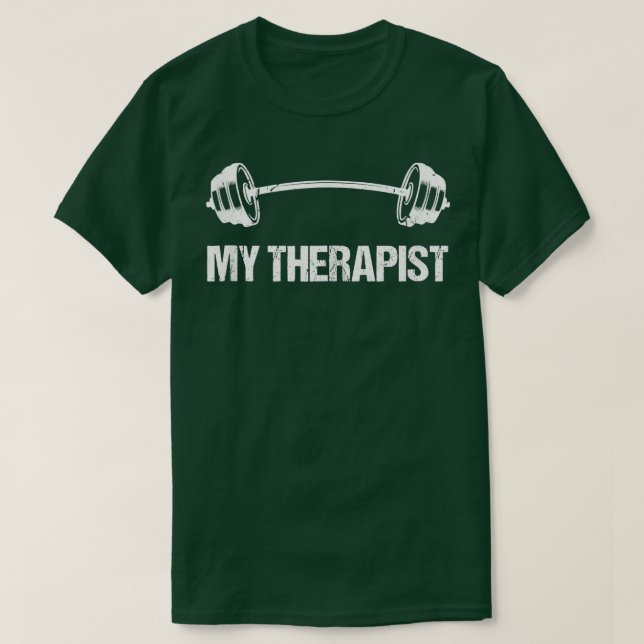 Mein Herapist (Barbell), der sich für das Ausricht T-Shirt (Design vorne)