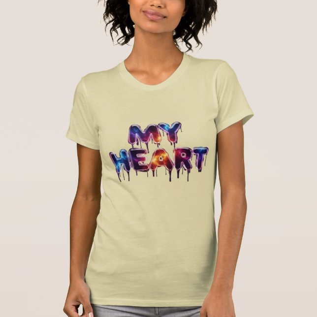 Mein Herz – Cosmic Drip Text T-Shirt Design (Vorderseite)