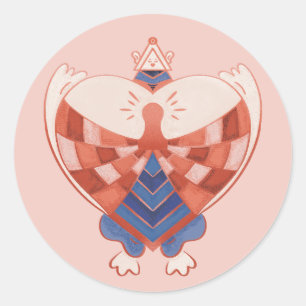 Mein Herz finden: Herzförmige Sperre Runder Aufkleber