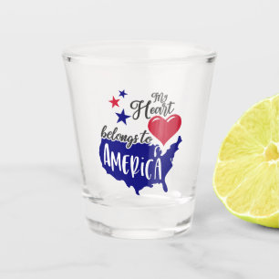 Mein Herz gehört Amerika Patriotisches Liebesdesig Schnapsglas