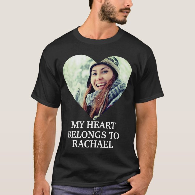 Mein Herz gehört dem Individuelle Name Herz Foto T-Shirt (Vorderseite)