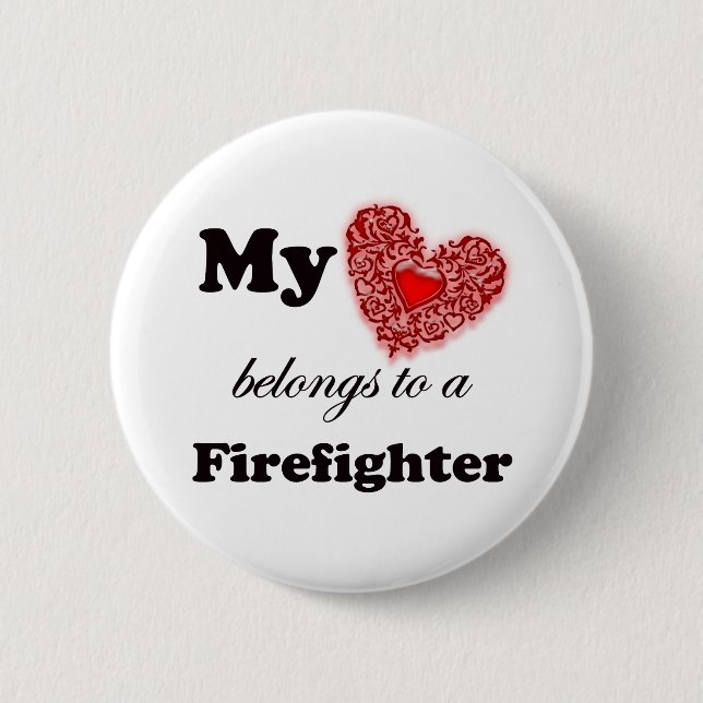 Mein Herz gehört einem Feuerwehrmann Button (Vorderseite)