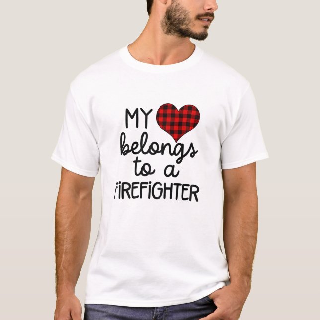 Mein Herz gehört einem Feuerwehrmann für Feuerwehr T-Shirt (Vorderseite)