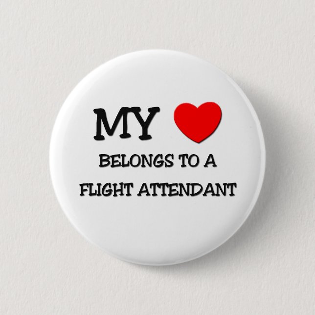 Mein Herz gehört einem FLUGBEGLEITER Button (Vorderseite)
