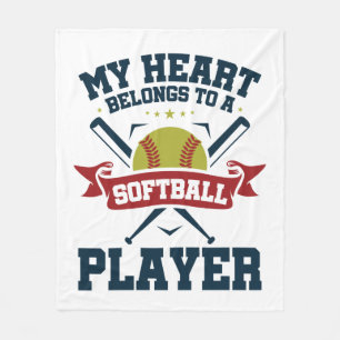 Mein Herz gehört einem Softball-Spieler Fleecedecke