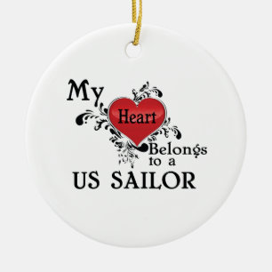 Mein Herz gehört einer US-Seemann-Verzierung Keramik Ornament