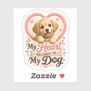 Mein Herz gehört meinem Hund Süßer Golden Retrieve Aufkleber