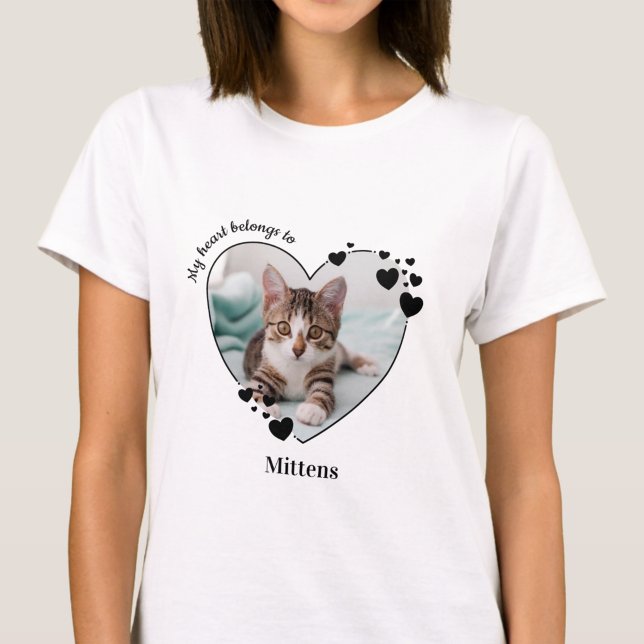 Mein Herz gehört zu Cat Lover Pet Foto T - Shirt (Von Creator hochgeladen)