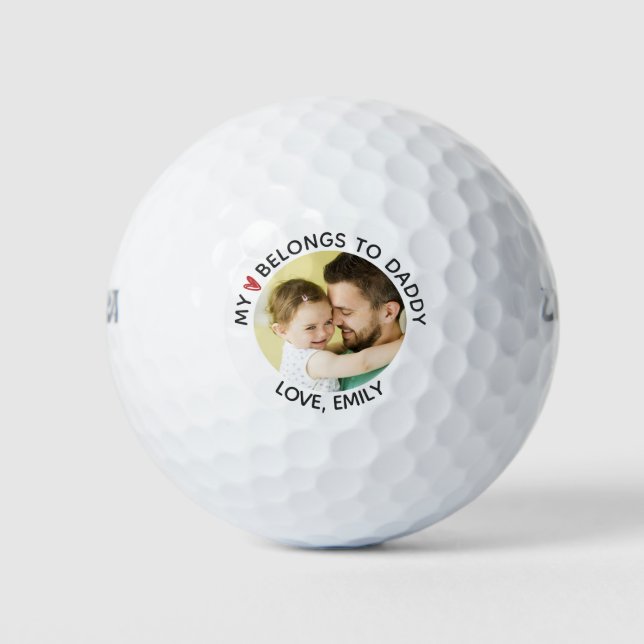 MEIN HERZ GEHÖRT ZU DADDY Foto Personalisiert Golfball (Vorderseite)