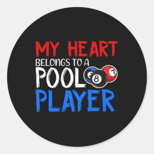 Mein Herz gehört zu einem Billard-Player, der sich Runder Aufkleber