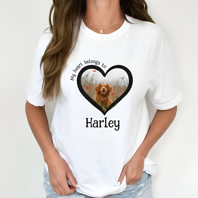 Mein Herz gehört zu Hund Lover Pet Foto T - Shirt (Von Creator hochgeladen)
