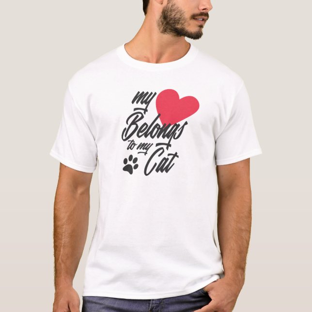Mein Herz gehört zu meiner Katze Valentine | T-Shi T-Shirt (Vorderseite)