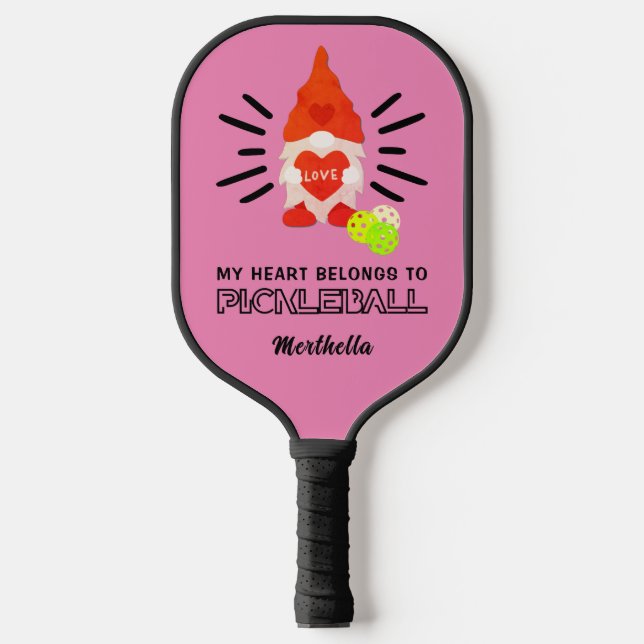 MEIN HERZ GEHÖRT ZU PICKLEBALL Gnome Pickleball Schläger (Vorderseite)