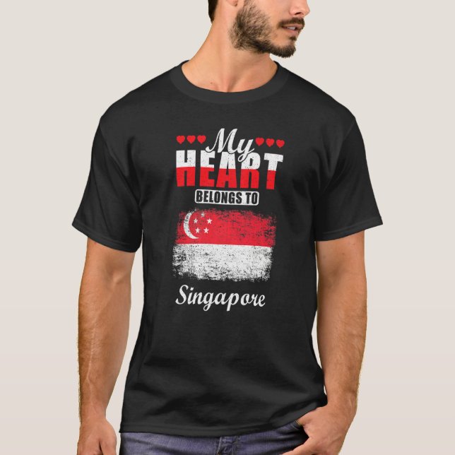 Mein Herz gehört zu Singapur T-Shirt (Vorderseite)