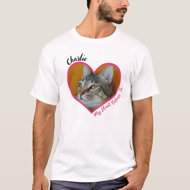 Mein Herz gehört zum Personalisierten Cat Foto & N T-Shirt (Vorderseite)