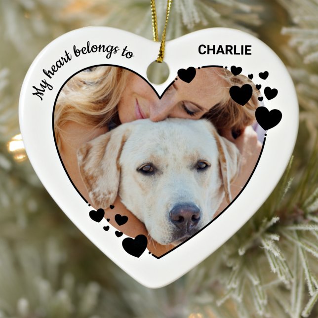 Mein Herz gehört zum Personalisierten Hundehund-Fo Keramik Ornament (Von Creator hochgeladen)