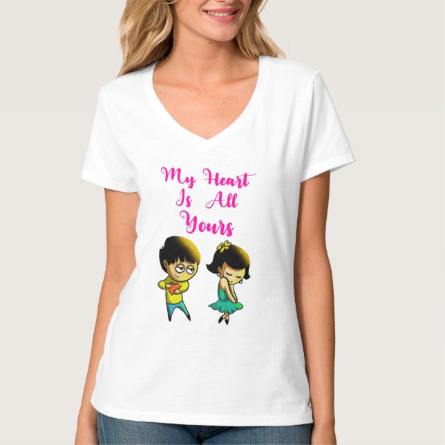 Mein Herz ist all deine Bestie Valentine Girlfrien T-Shirt (Vorderseite)