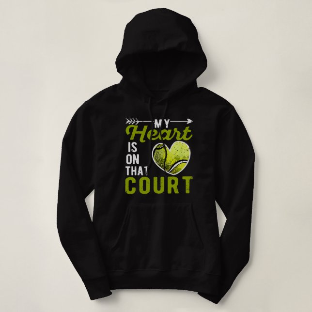 Mein Herz ist auf dem Tennis-Ball-Trainer des Hofe Hoodie (Design vorne)