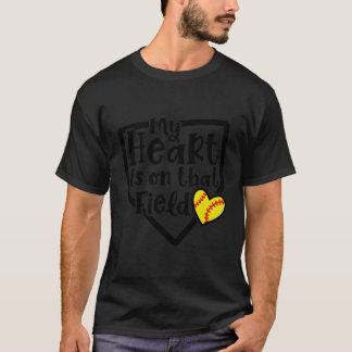 Mein Herz ist auf der Field Softball Mama Niedlich T-Shirt